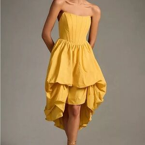 Elegant Yellow Strapless Dress